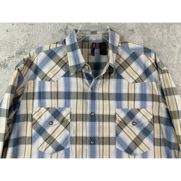 Perry Ellis Men’s Pearl Snap Button Shirt Long Sleeve Casual Outdoors Plaid XL - Picture 2 of 6